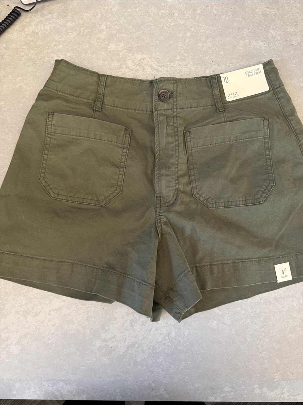 a.n.a Olive Green High-Waist Utility Shorts